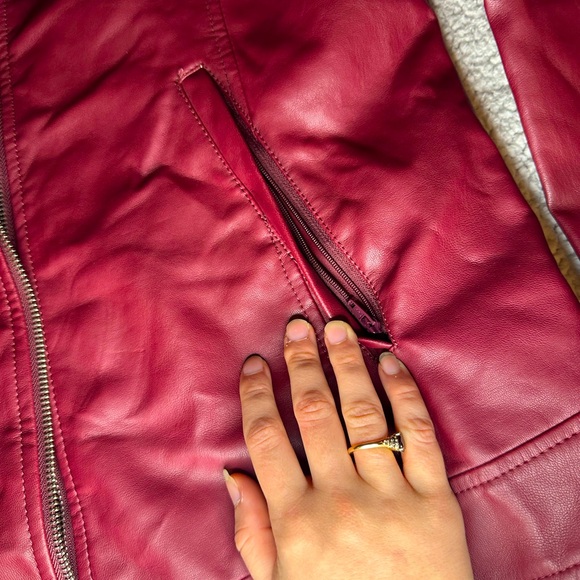 Red Faux Leather Jacket - Picture 3 of 4